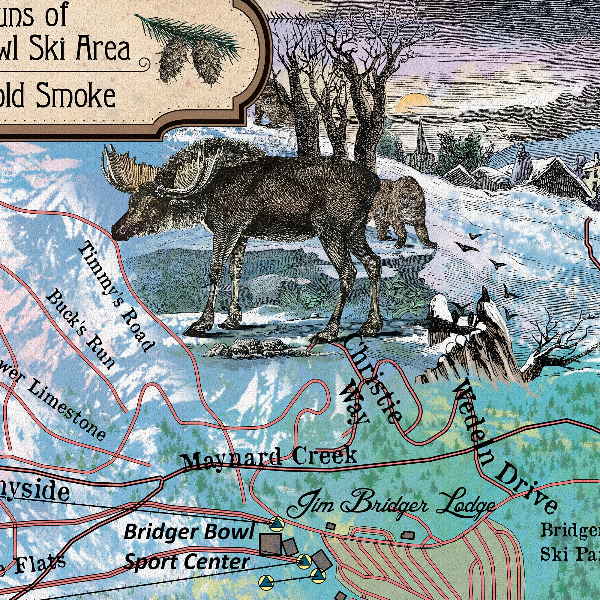 Bridger Bowl Montana Bozeman Map Sherpa Fleece Blanket Double Stitched Edges Cozy Luxury Fluffy Super Soft 430 GSM Polyester Throw Blanket