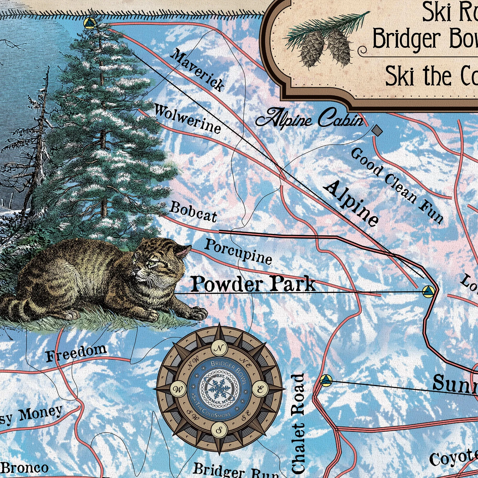Bridger Bowl Montana Bozeman Map Sherpa Fleece Blanket Double Stitched Edges Cozy Luxury Fluffy Super Soft 430 GSM Polyester Throw Blanket