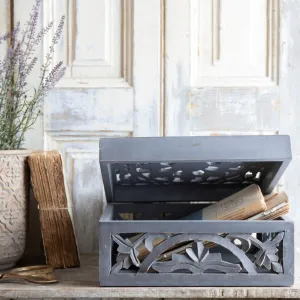 Carved Grey storage box