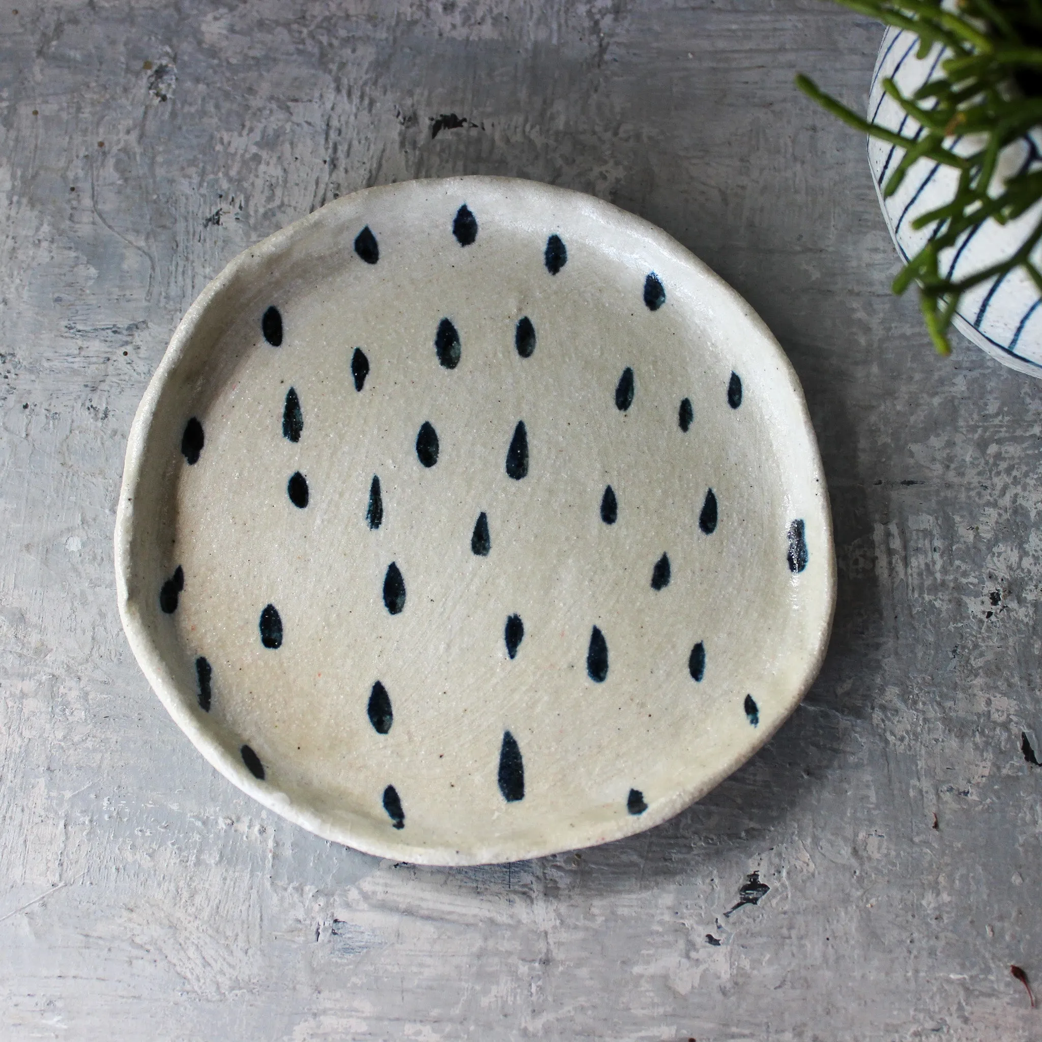 Ceramic Plates Blue Drops
