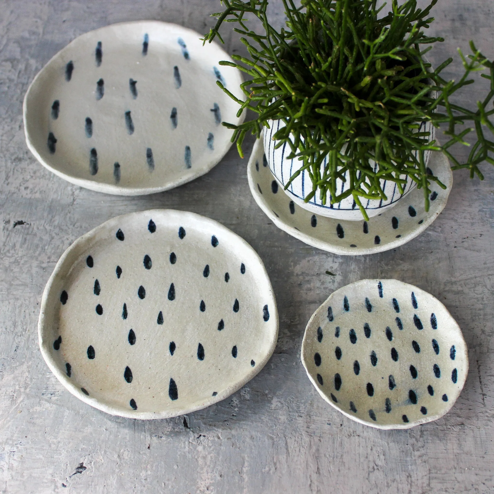 Ceramic Plates Blue Drops