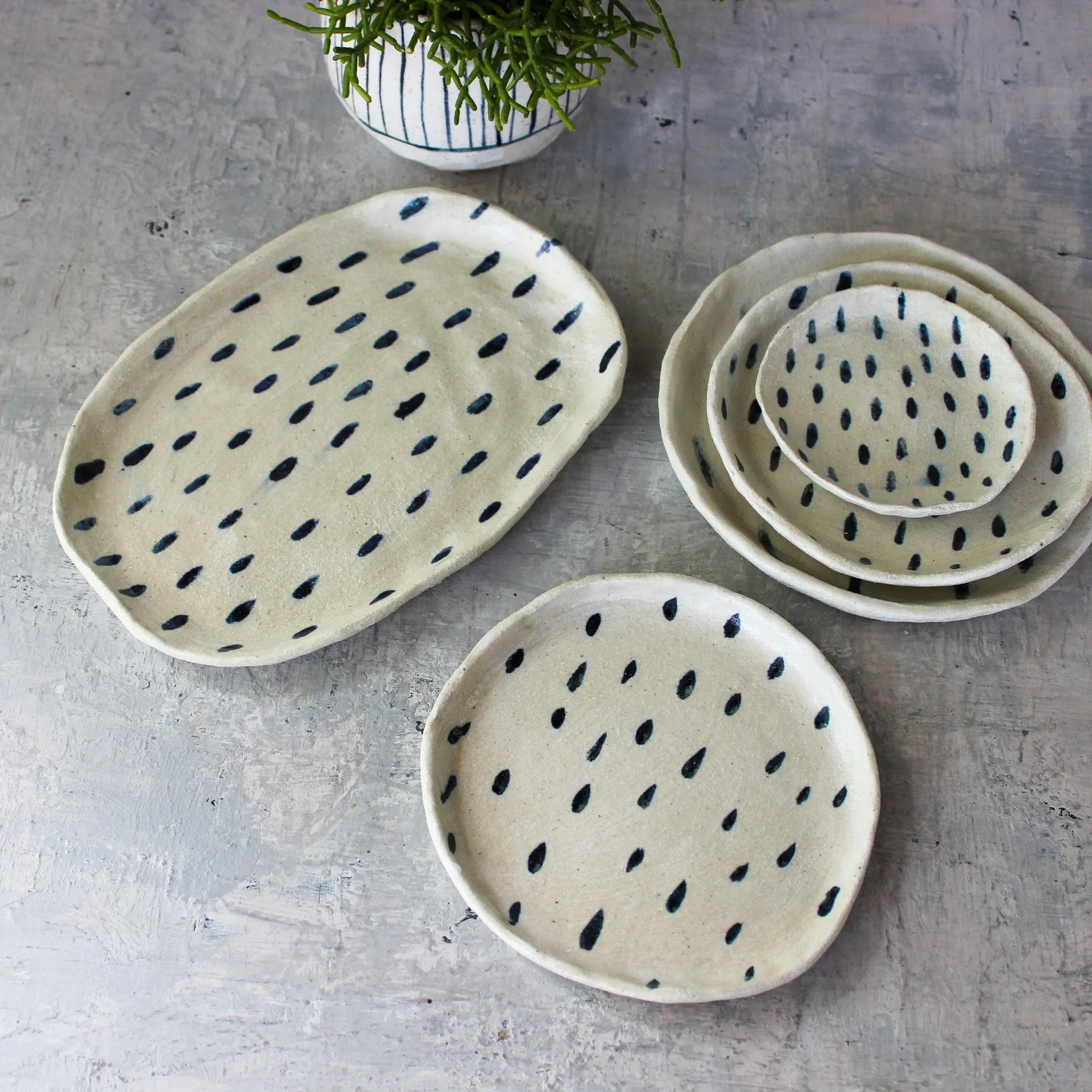 Ceramic Plates Blue Drops