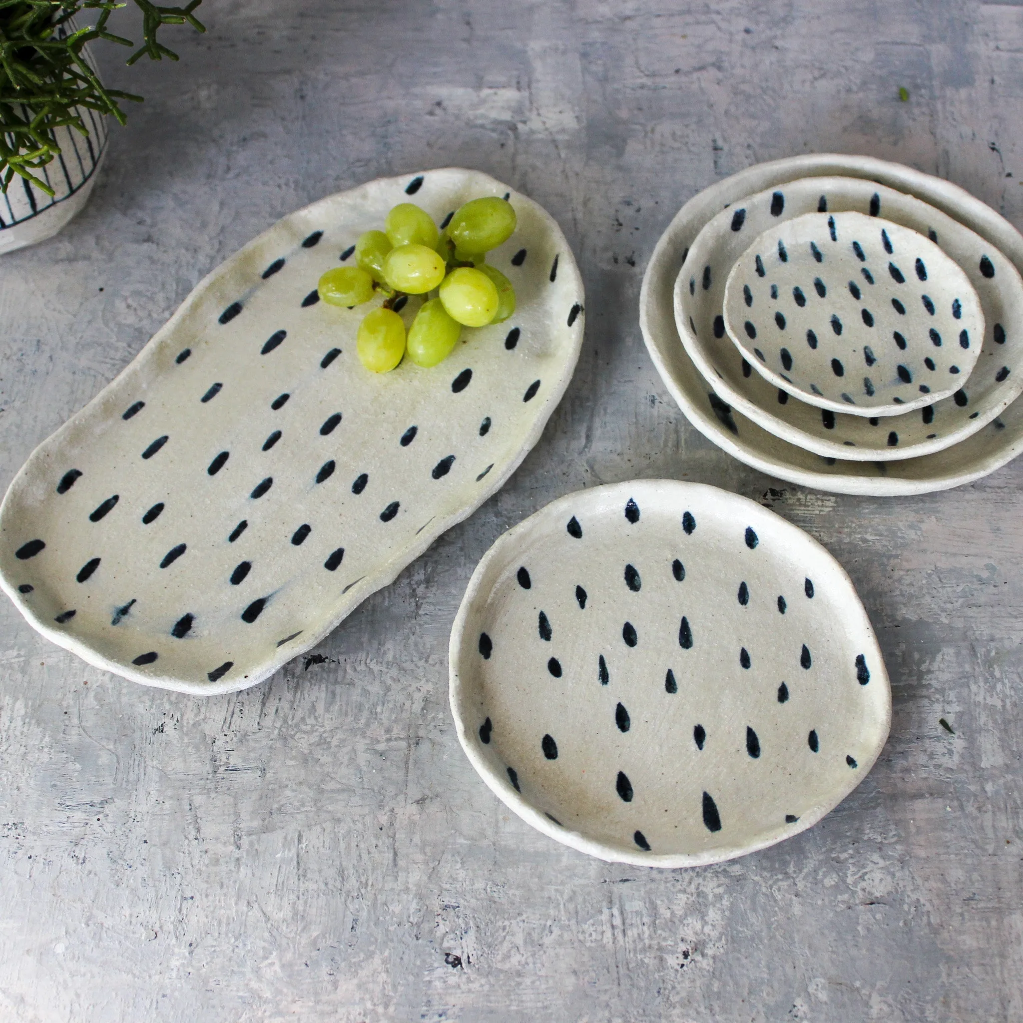 Ceramic Plates Blue Drops
