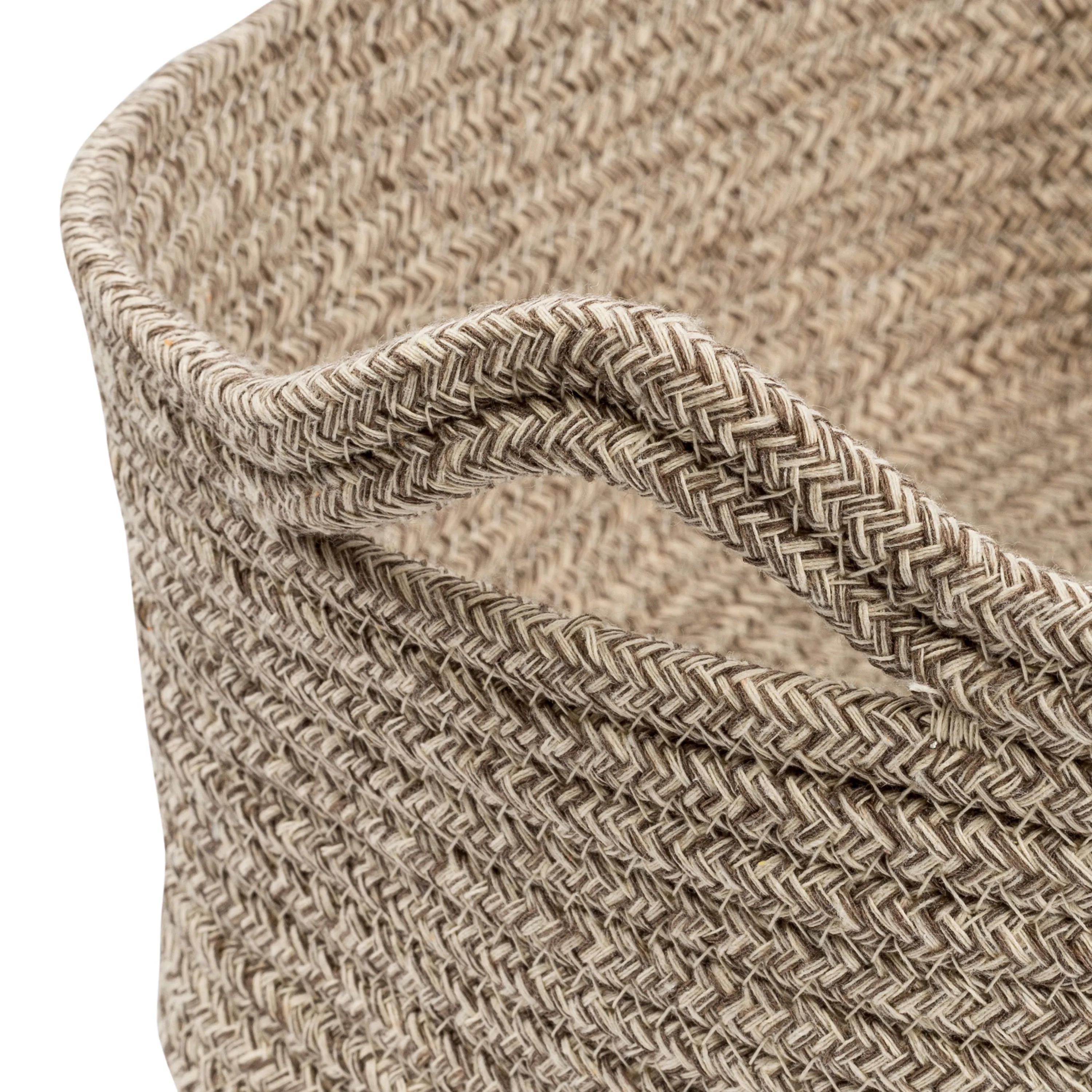 Champagne Cotton Cord Nesting Baskets with Handles (Set of 3)