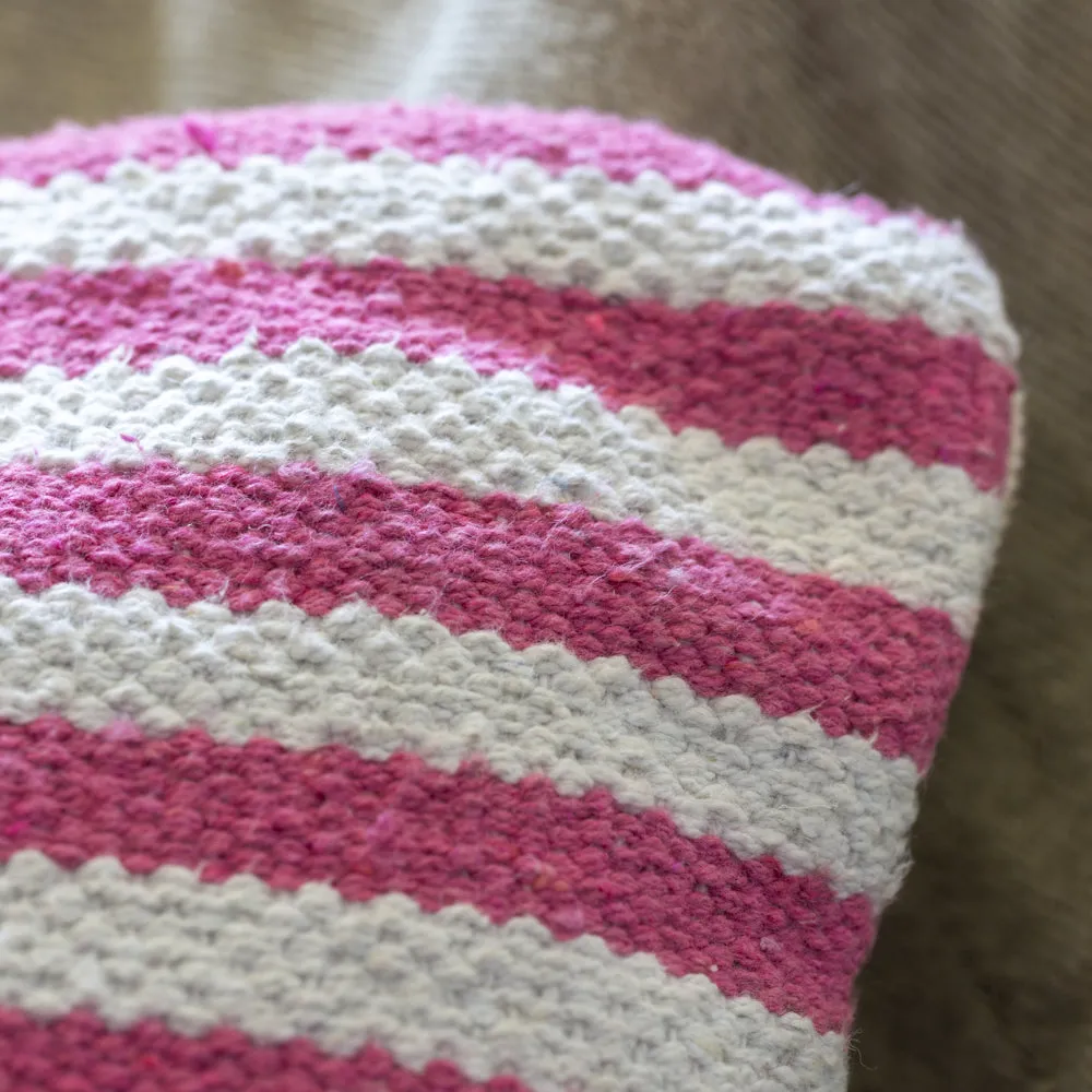 Chunky Cotton Cushion - Striped Pink