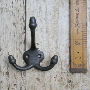 Coat Hook Triple BEAUMONT Plain Cast Antique Iron