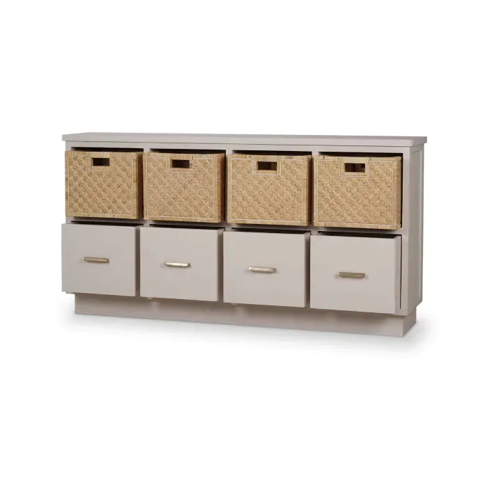 Dakota Storage Unit with Drawers & Rattan Baskets