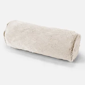 Decorative Bolster Cushion Cover 20 x 55cm - Fluffy Faux Fur Rabbit White
