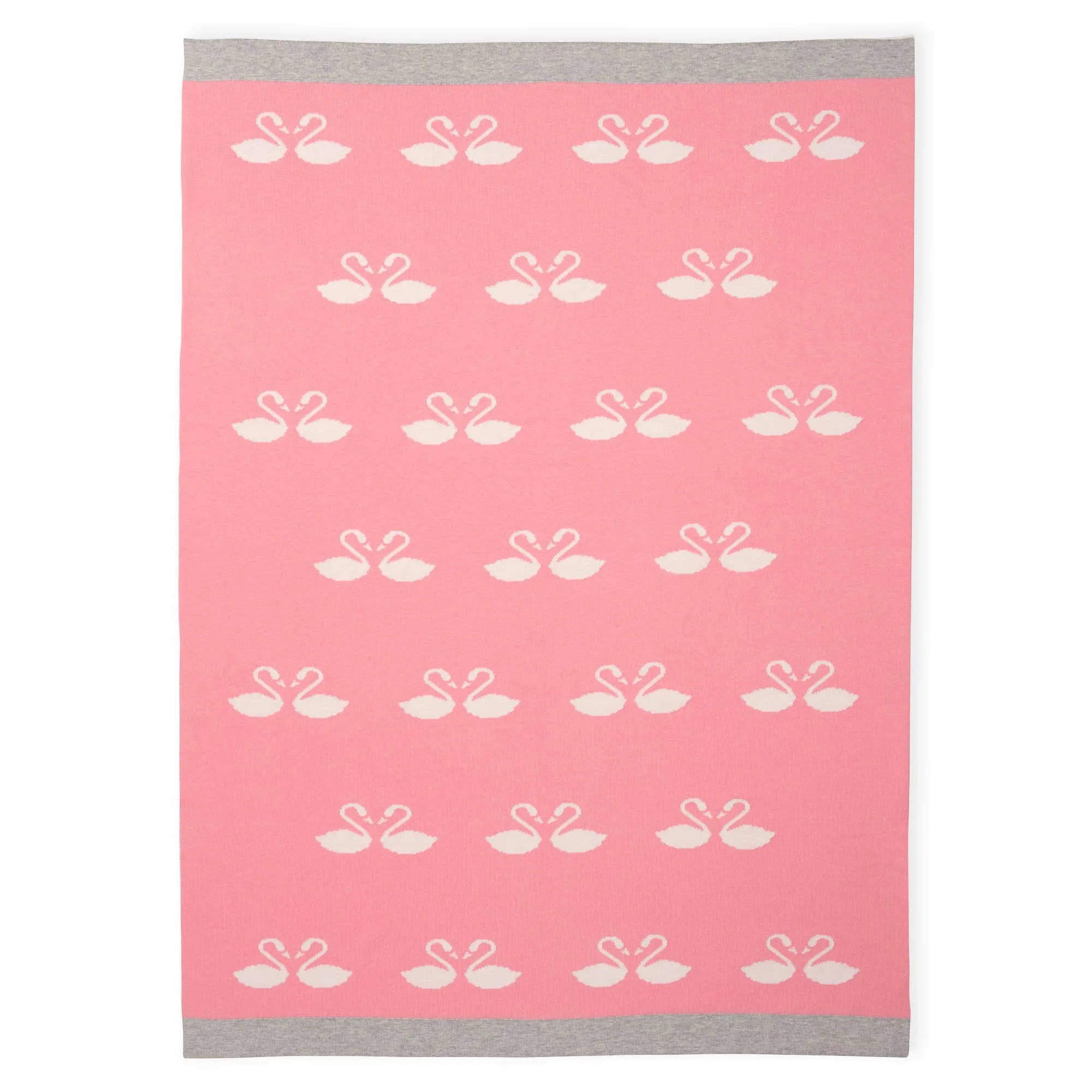 Elegant Baby Swan Knit Pink Baby Blanket