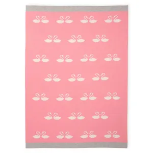 Elegant Baby Swan Knit Pink Baby Blanket