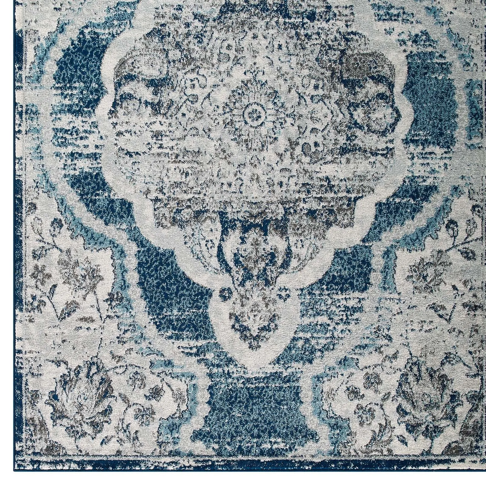 Entourage Malia Distressed Vintage Floral Persian Medallion Area Rug
