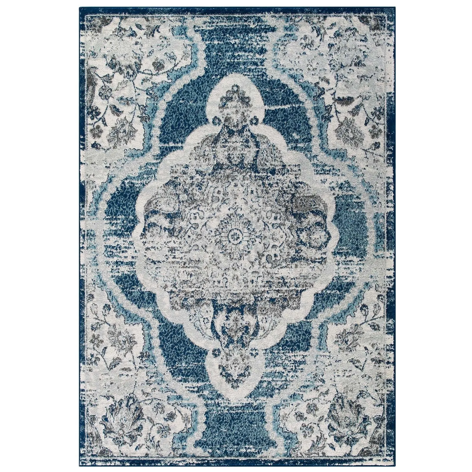 Entourage Malia Distressed Vintage Floral Persian Medallion Area Rug