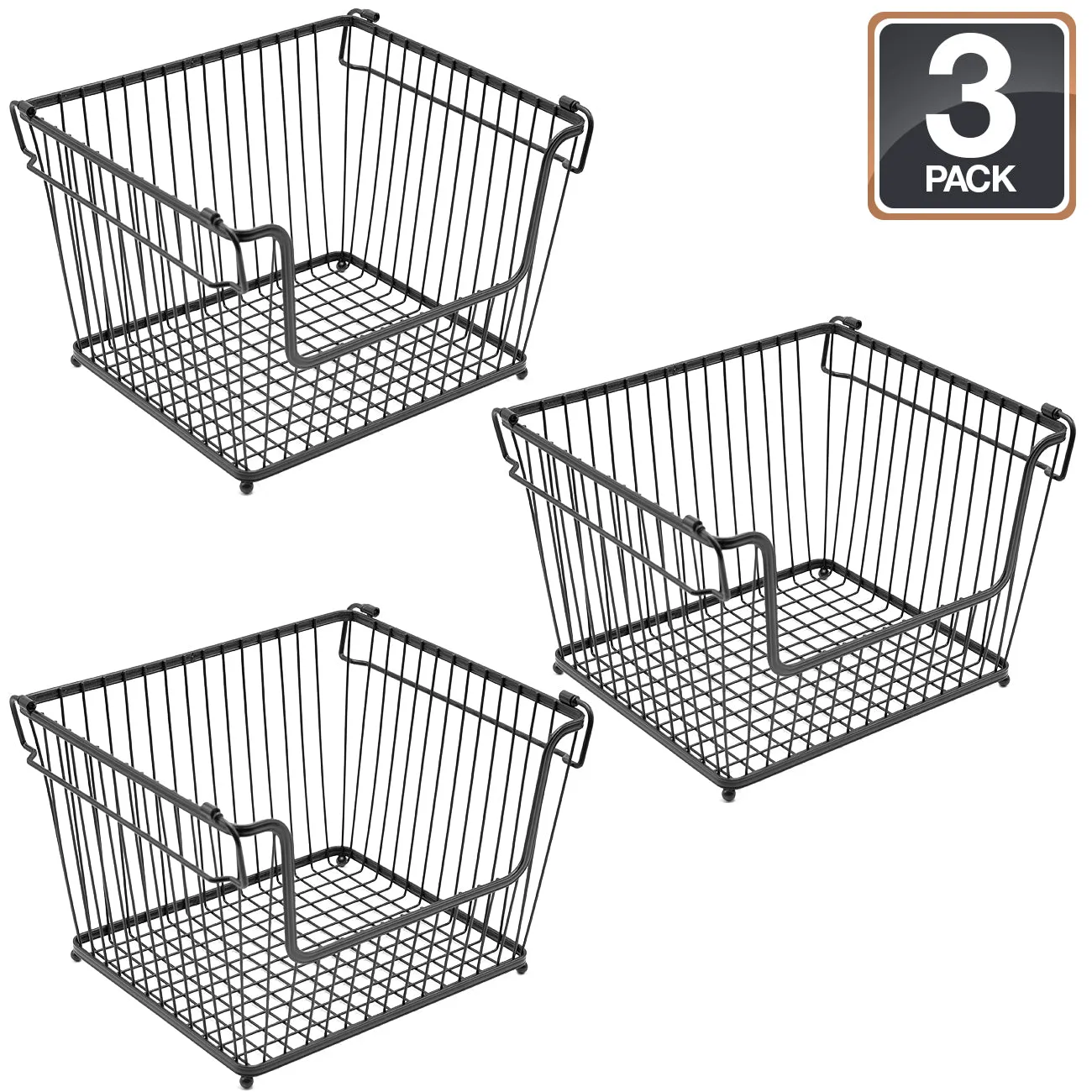 Farmhouse Wire Scoop Basket Bins (3 Pack)