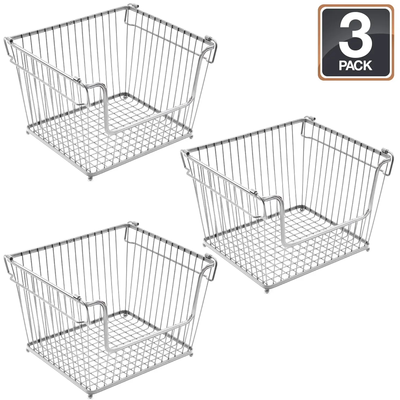 Farmhouse Wire Scoop Basket Bins (3 Pack)