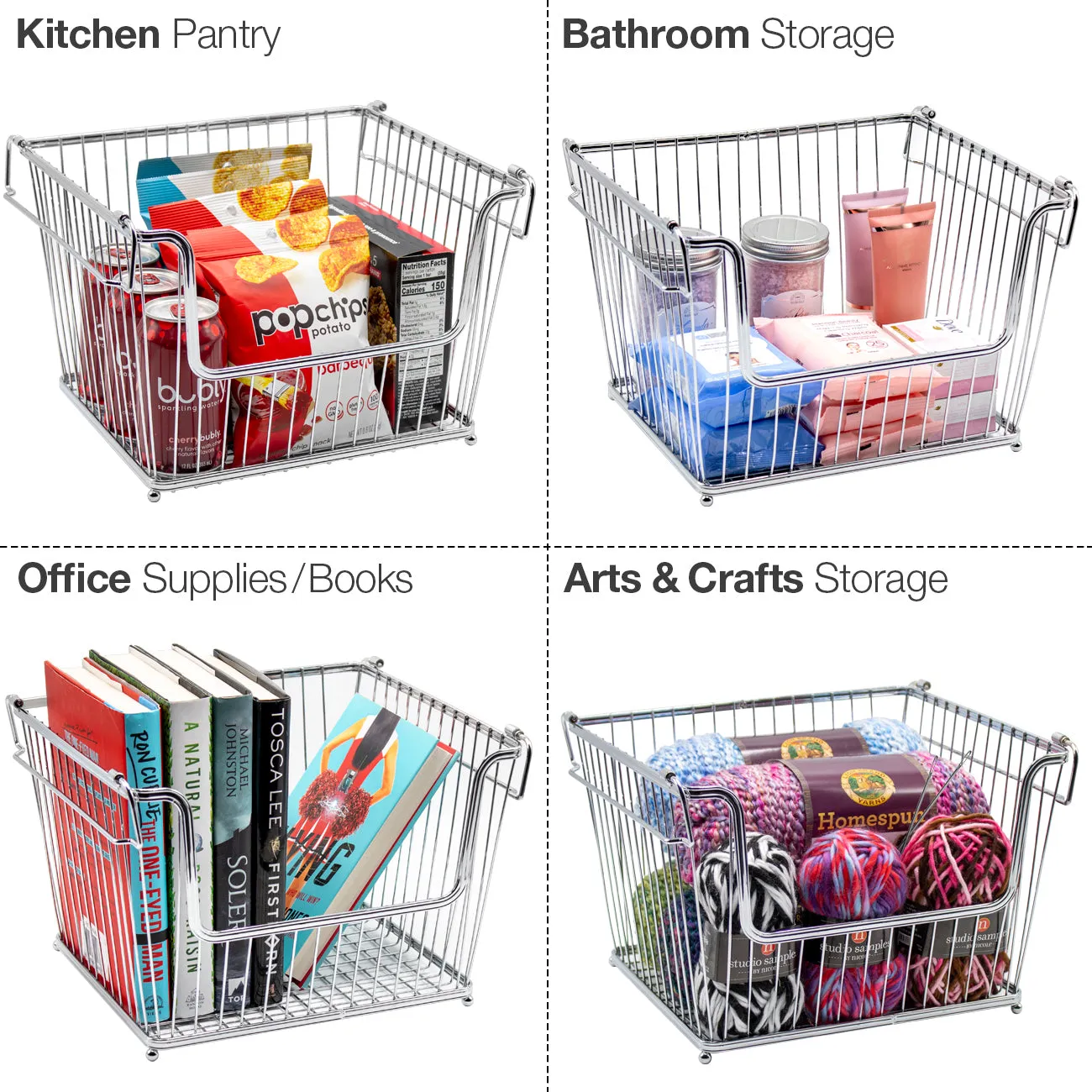 Farmhouse Wire Scoop Basket Bins (3 Pack)