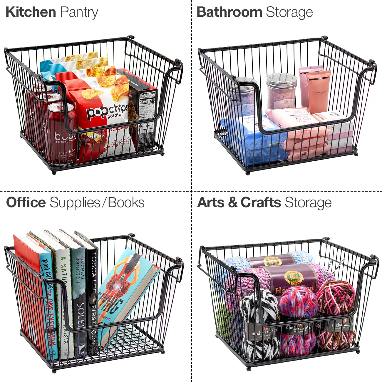 Farmhouse Wire Scoop Basket Bins (3 Pack)