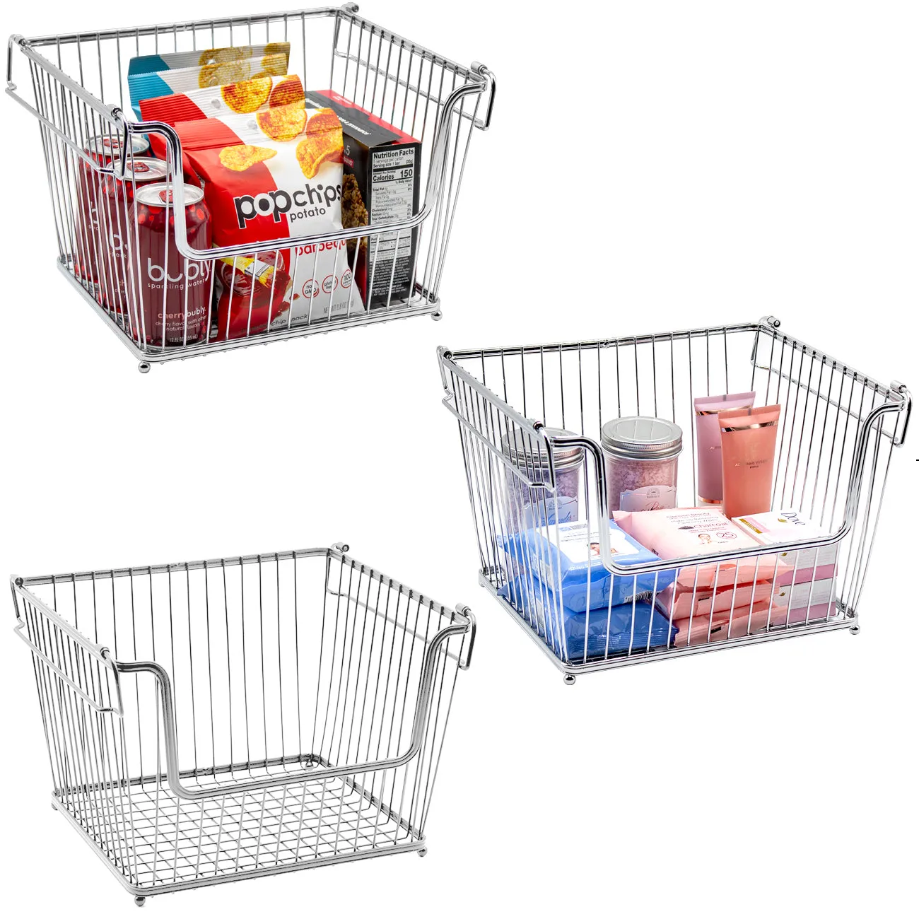 Farmhouse Wire Scoop Basket Bins (3 Pack)