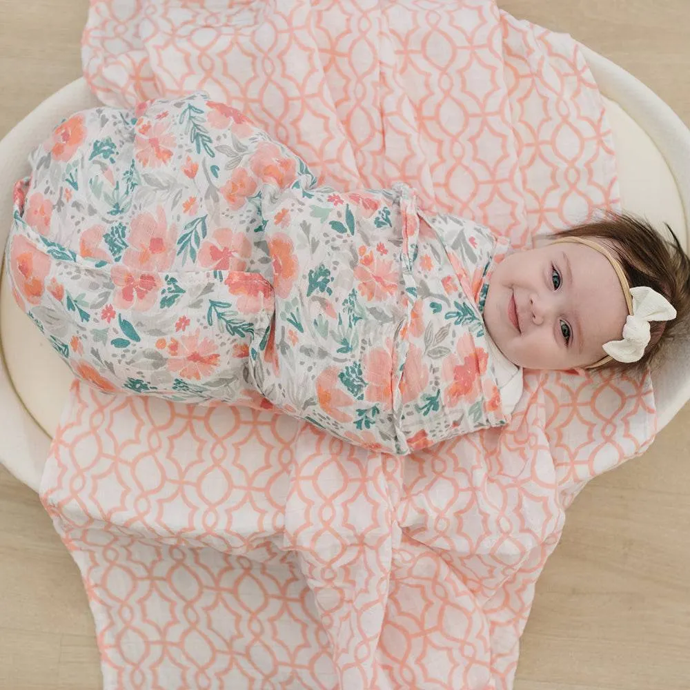 Floret   Trellis Premium Cotton Muslin Swaddle Blanket Set