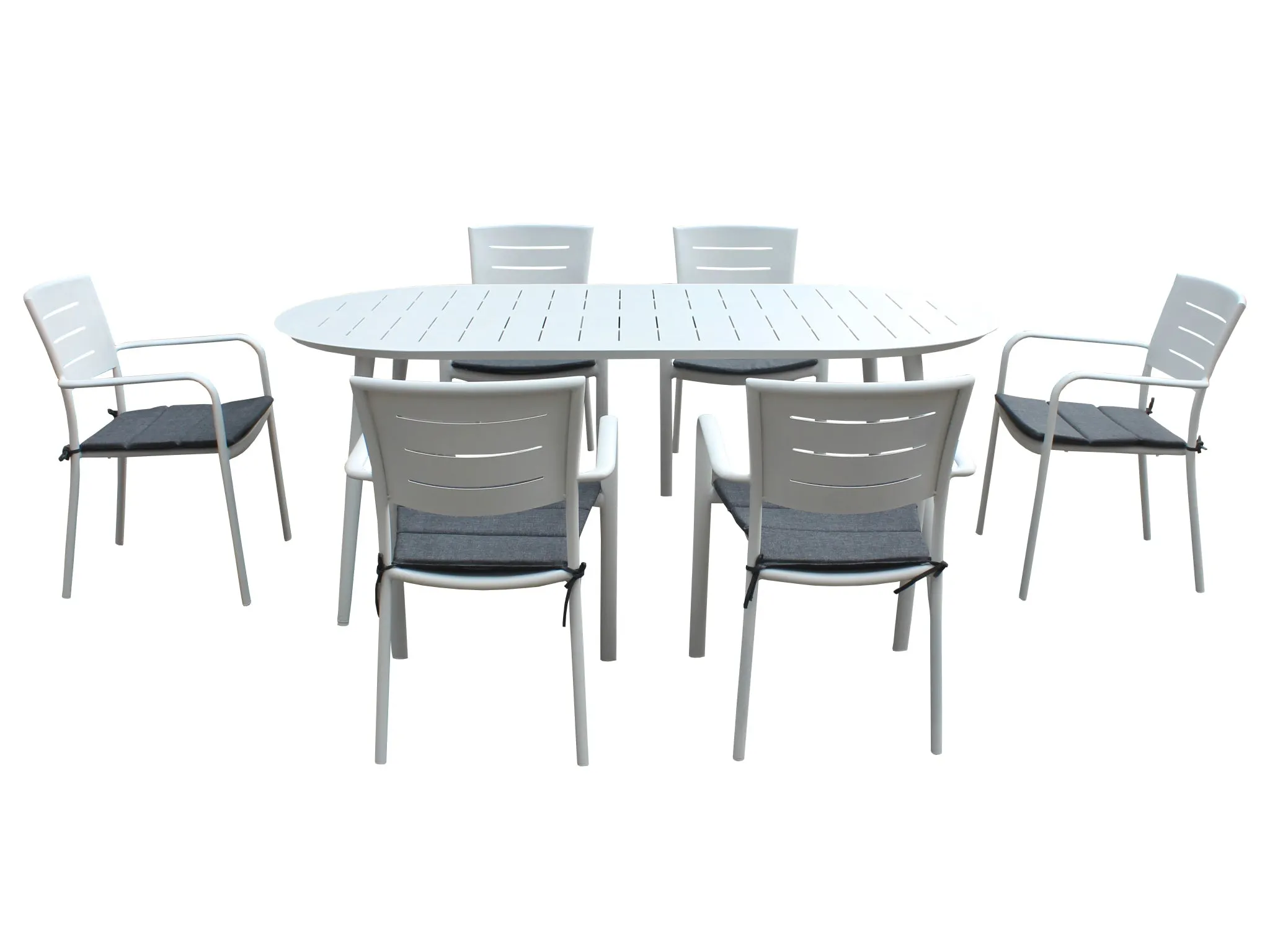 FurnitureOkay Cove 7-Piece Aluminium Outdoor Dining Setting