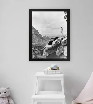 GADGETS WRAP Printed Photo Frame Matte Painting for Home Office Studio Living Room Decoration (11x17inch Black Framed) - Veruschka On A Barren Cliff In The Arizona Desert