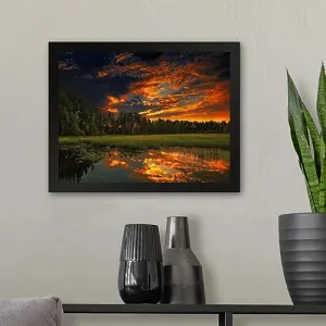 GADGETS WRAP Printed Photo Frame Matte Painting for Home Office Studio Living Room Decoration (11x9inch Black Framed) - Orange Sunset (2)