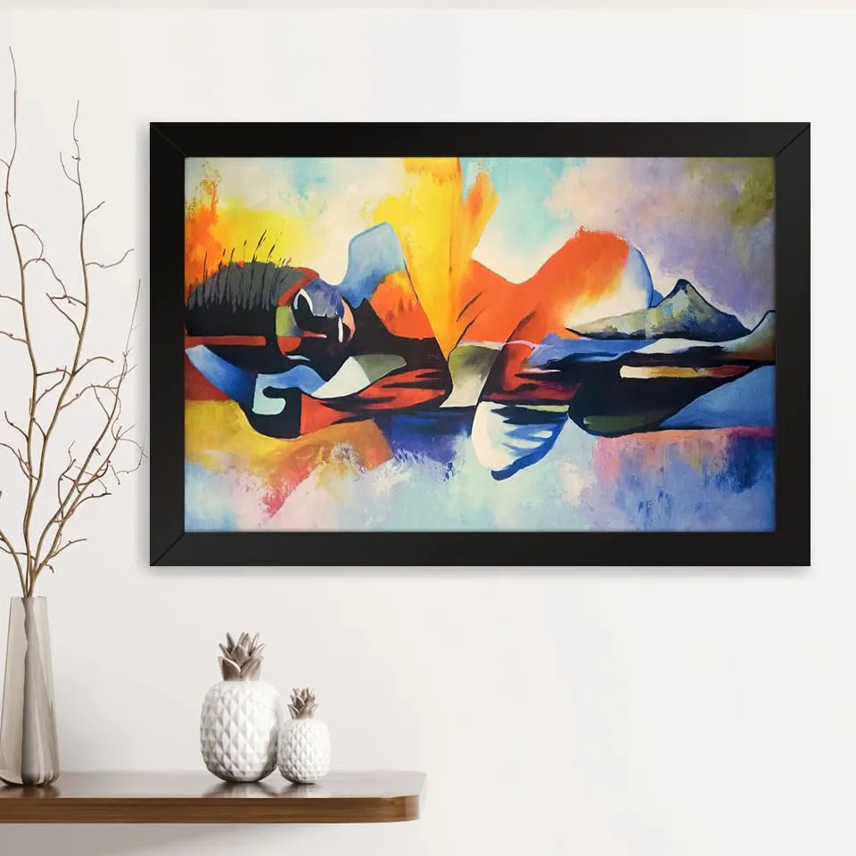GADGETS WRAP Printed Photo Frame Matte Painting for Home Office Studio Living Room Decoration (14x11inch Black Framed) - Abstract Lord Buddha