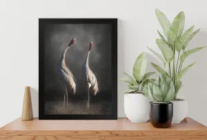 GADGETS WRAP Printed Photo Frame Matte Painting for Home Office Studio Living Room Decoration (9x11inch Black Framed) - Cranes