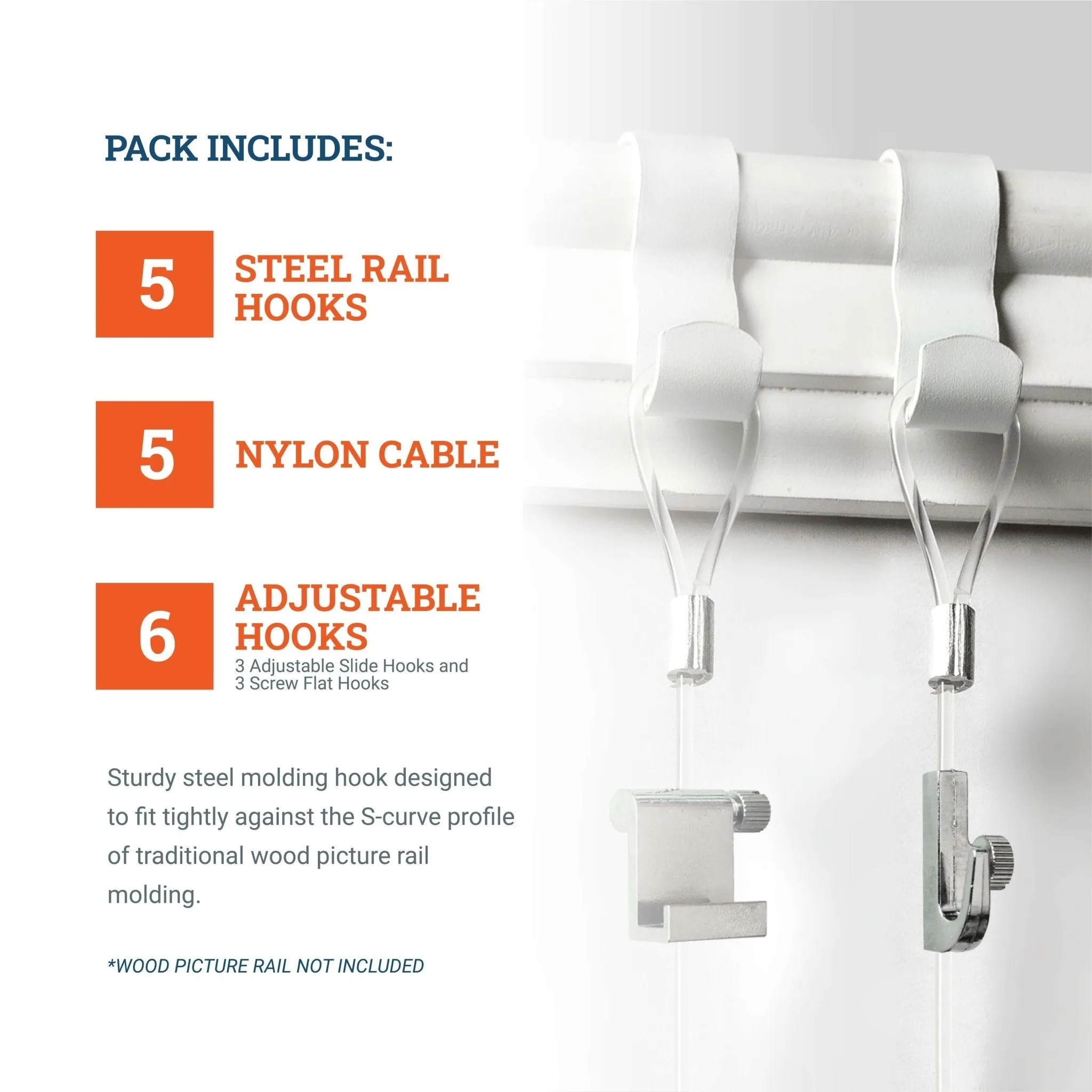Gallery Kit with White Picture Rail Hooks  *****OUT OF STOCK UNTIL 12/10*****