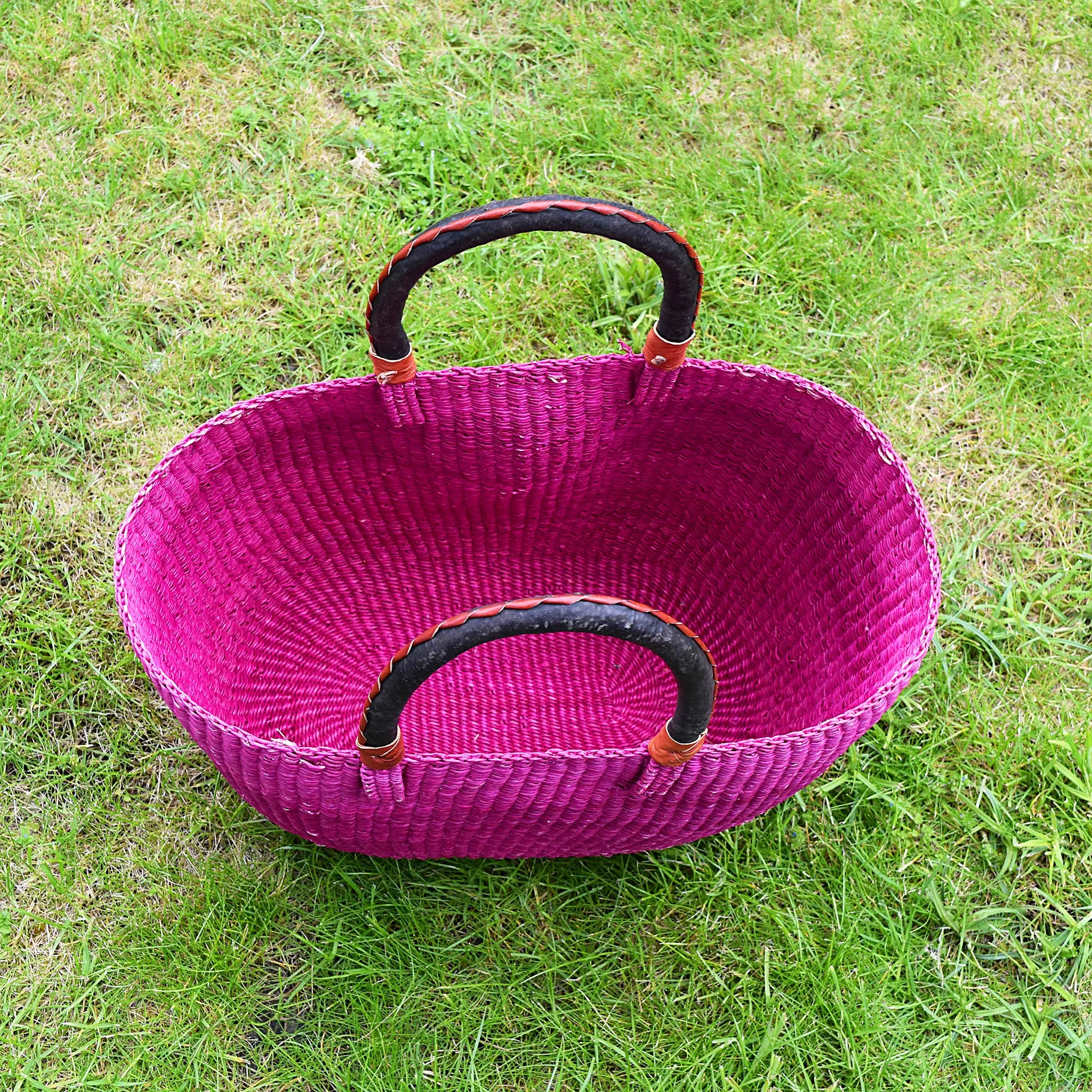 Ghana Basket - Oval Bolga Basket - Pink