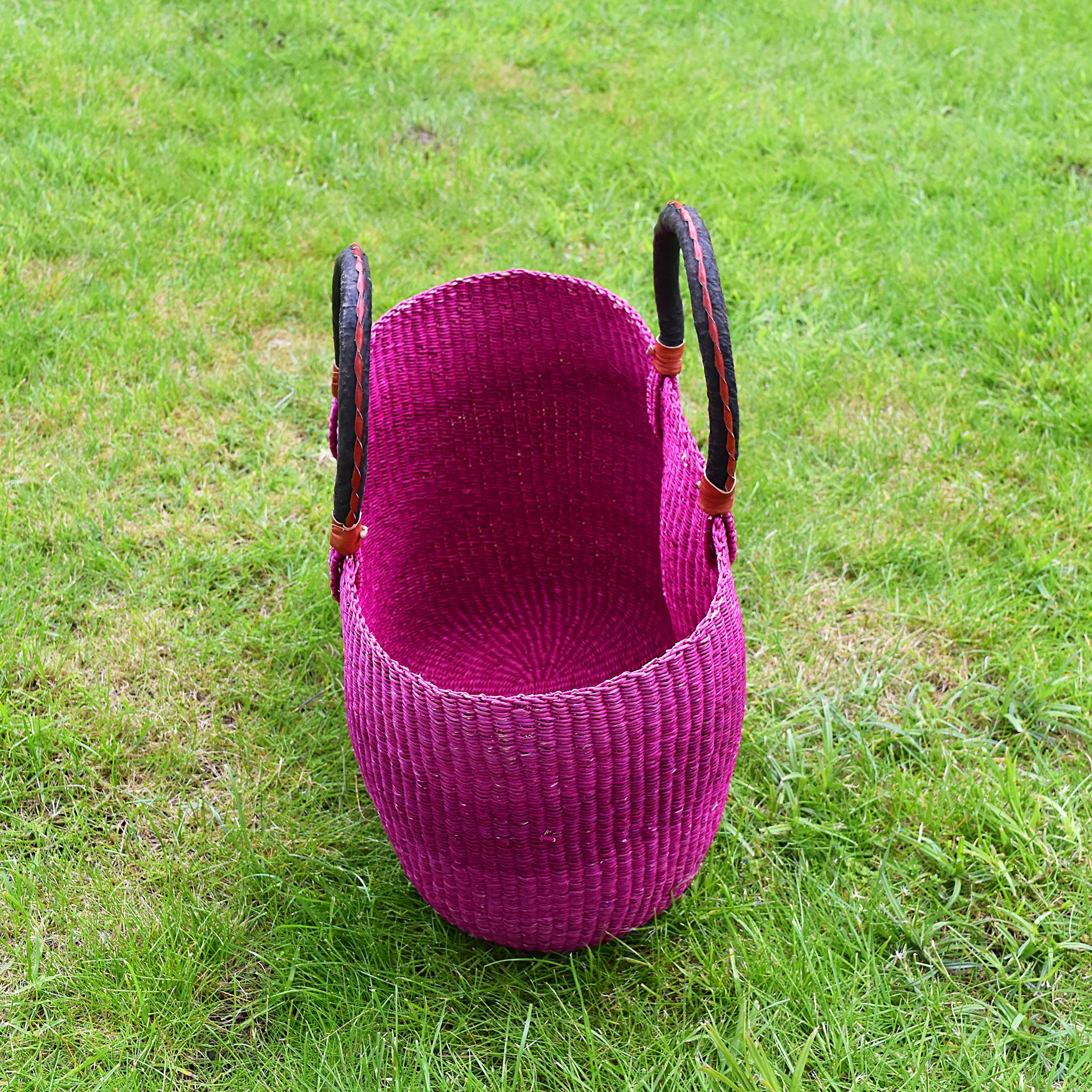 Ghana Basket - Oval Bolga Basket - Pink