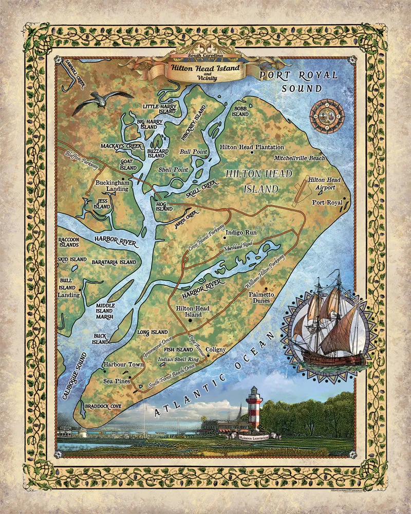 Hilton Head Historic Map Art Blanket Throw Soft Polar/Silky/Sherpa Fleece Vintage Warm Blanket For Bed Sofa Chair Couch & Winter Travel Gift