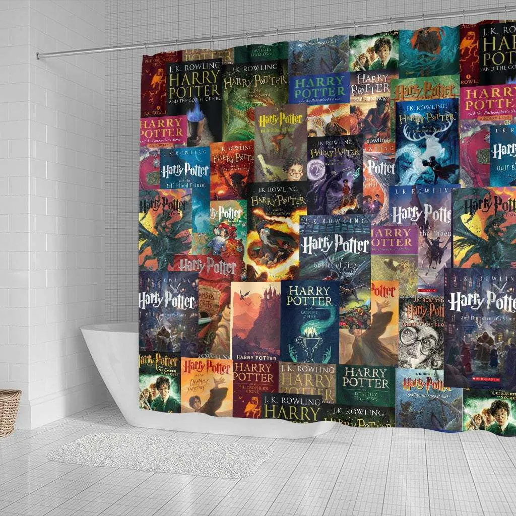 HP Book Cover Pattern Shower Curtain