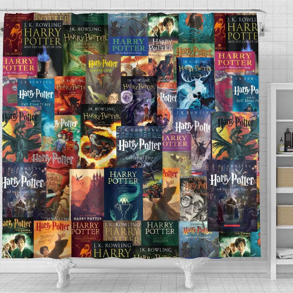HP Book Cover Pattern Shower Curtain