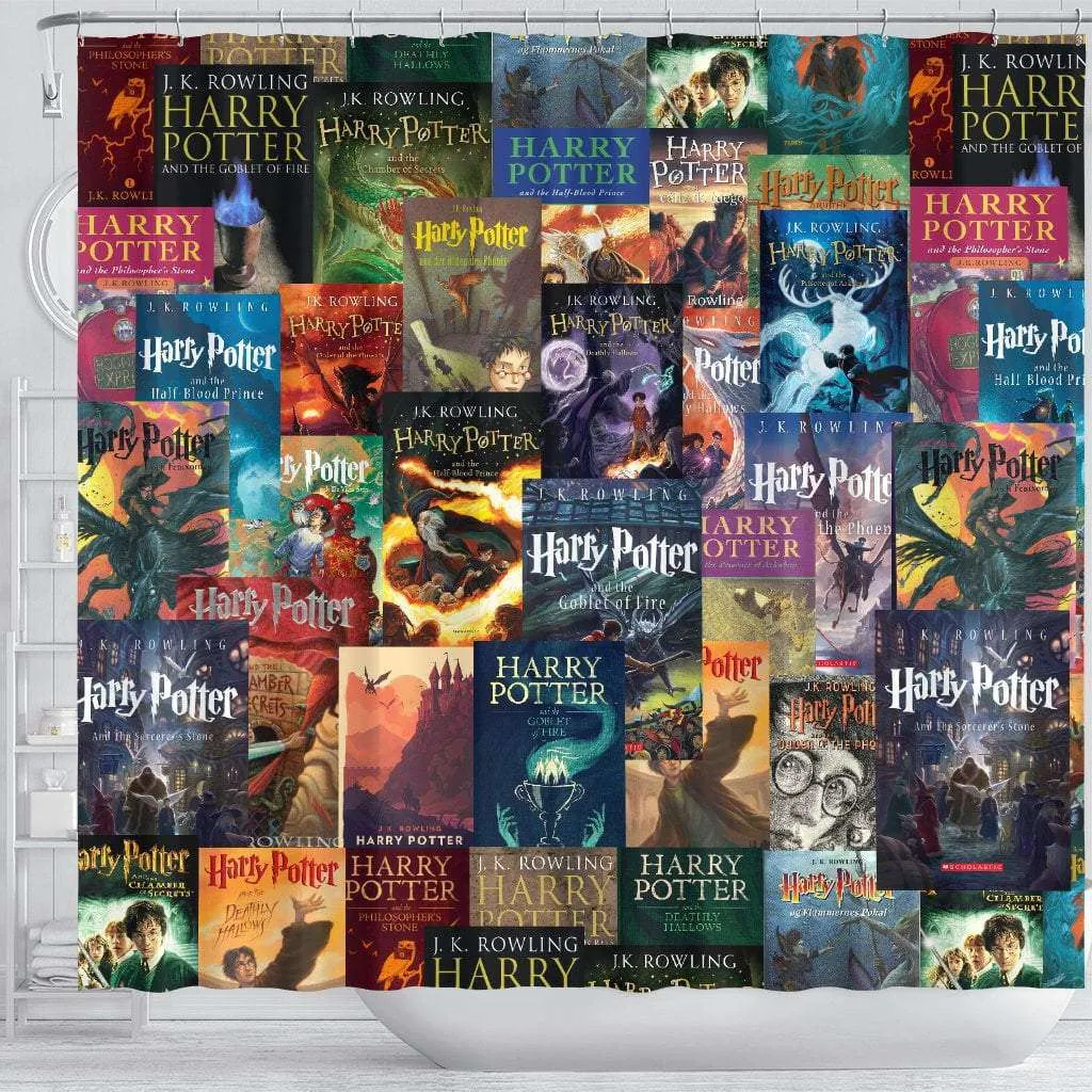 HP Book Cover Pattern Shower Curtain