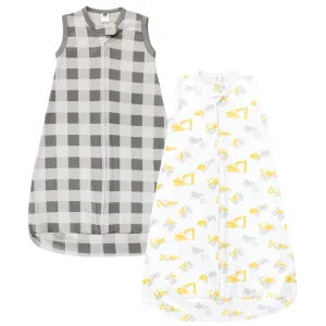 Hudson Baby Cotton Long-Sleeve Wearable Sleeping Bag, Sack, Blanket, Construction Vehicles Sleeveless