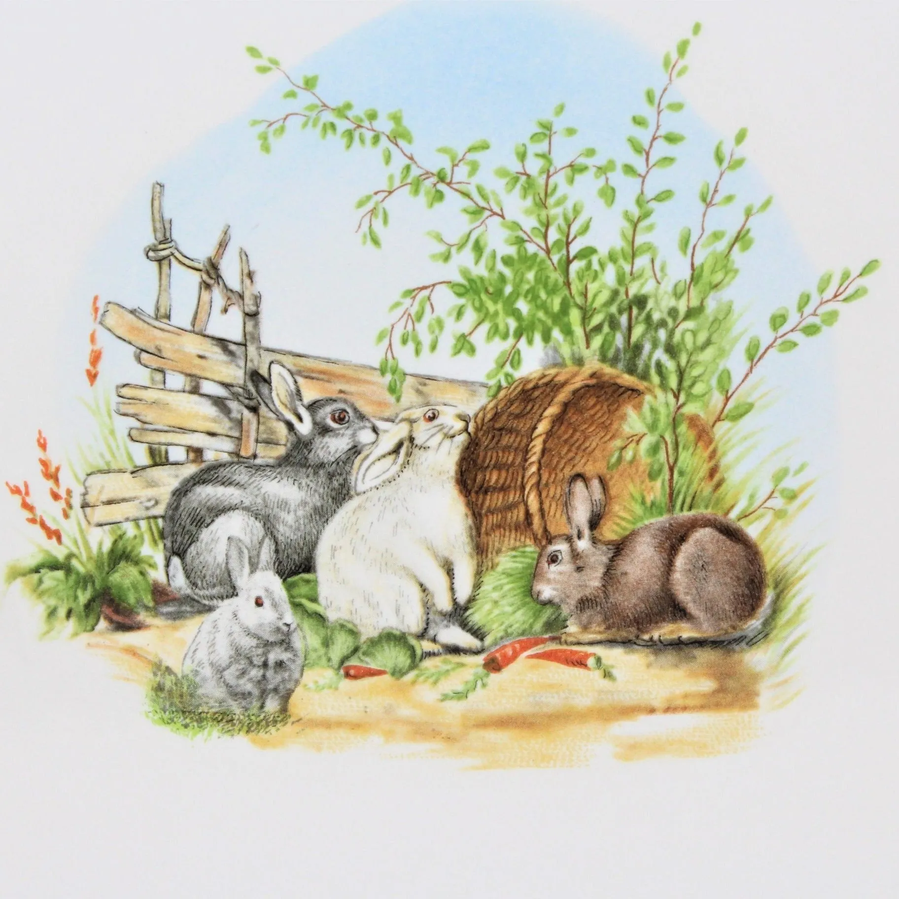 Key Holder Cabinet, Country Bunnies Tile, Wood, Vintage