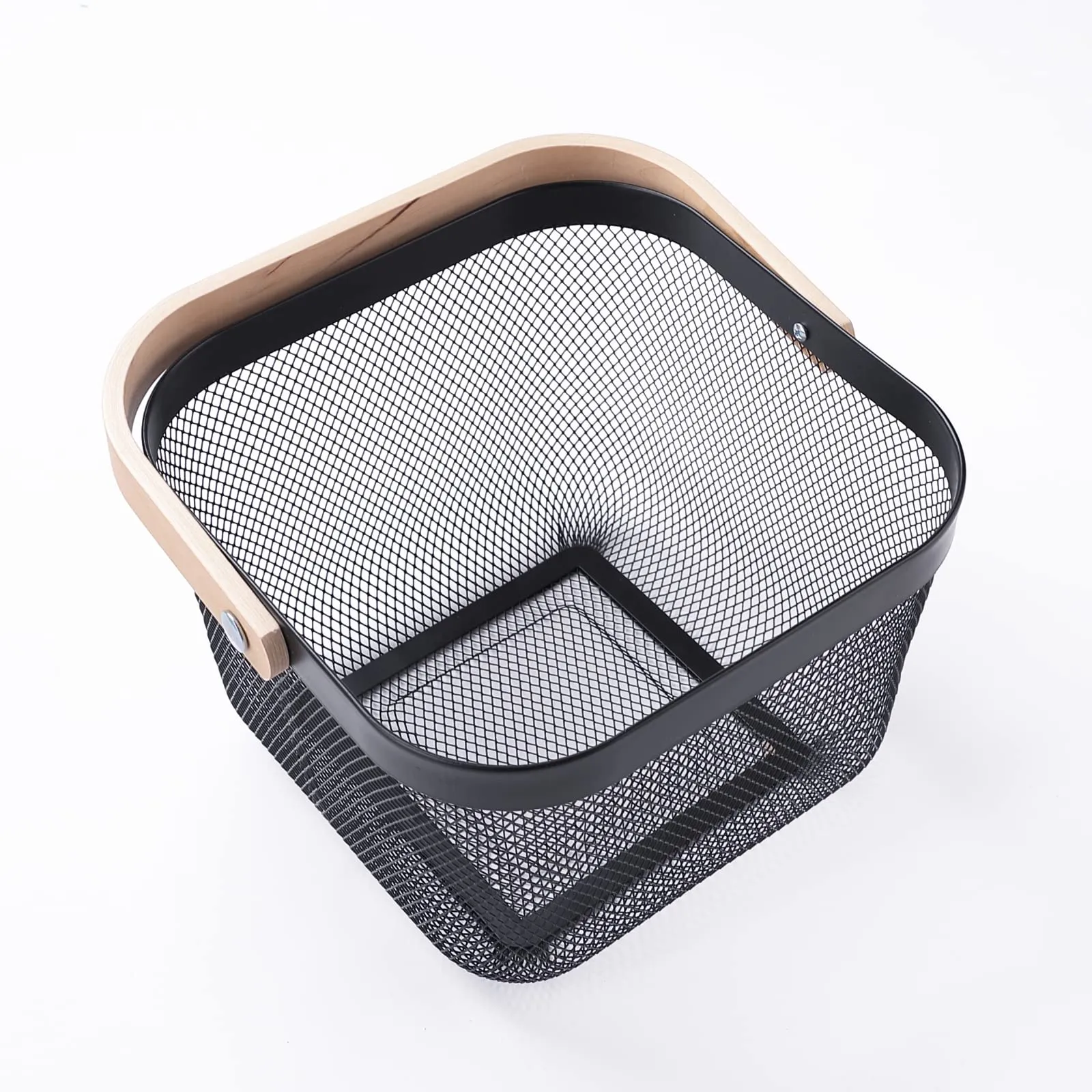 Kuber Industries Metal Wire Basket With Handle|Storage Basket Fot Fruits, Books|Mesh Open Storage Bin|Storage Organizer|Pack Of 4|White