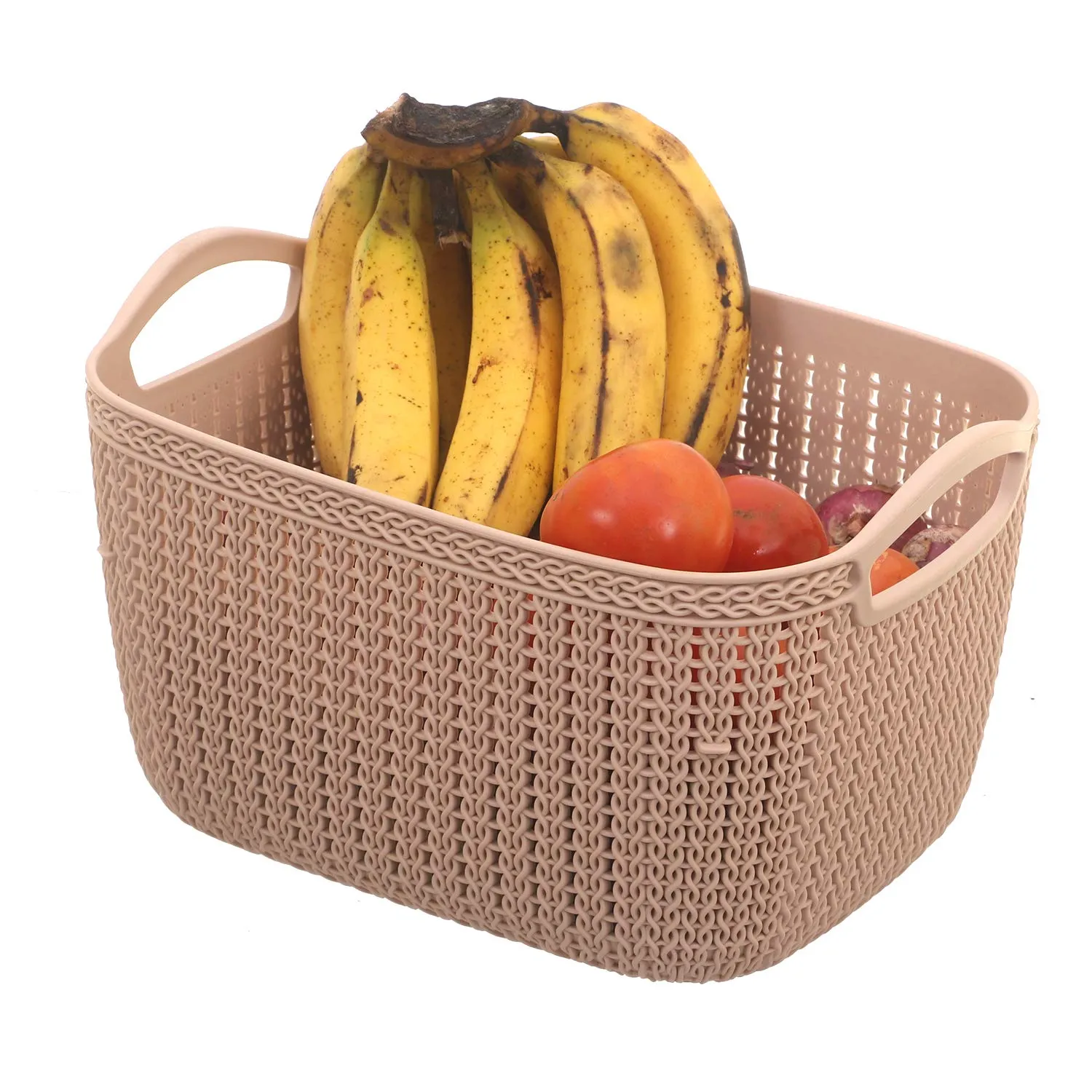 Kuber Industries Unbreakable Plastic Multipurpose Large Size Flexible Storage Baskets/Fruit Vegetable Kitchen Organizer with Handles (Assorted , CTKTC30616)