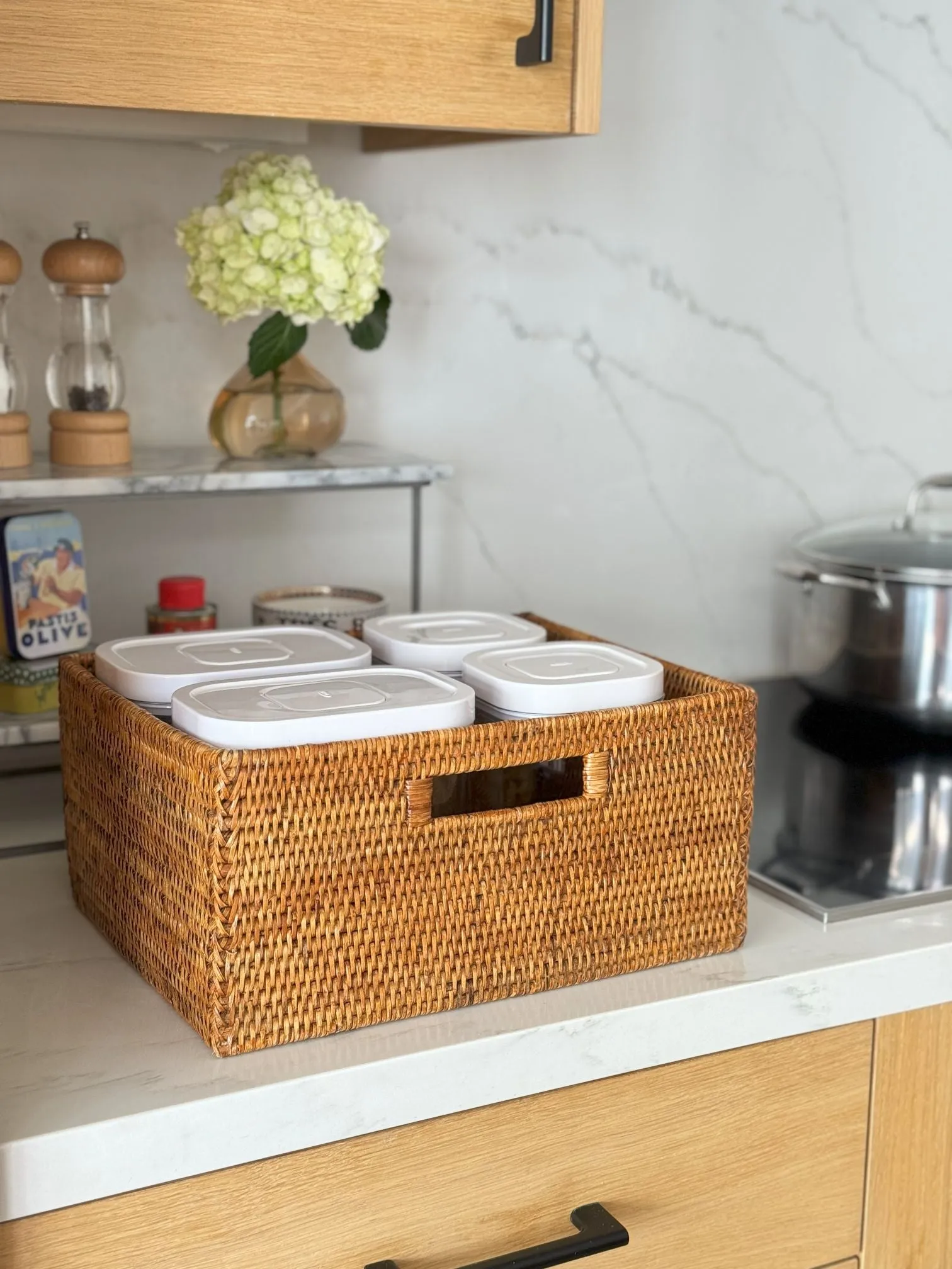 La Jolla  Rattan Shelf Basket with Handles