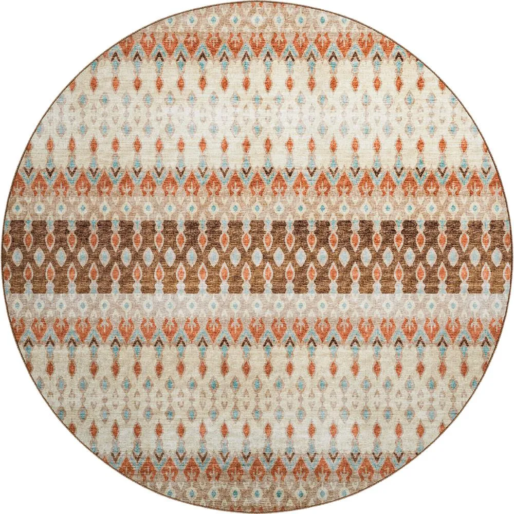 Large Modern and Contemporary Mocha 8' x 8' Round Rug