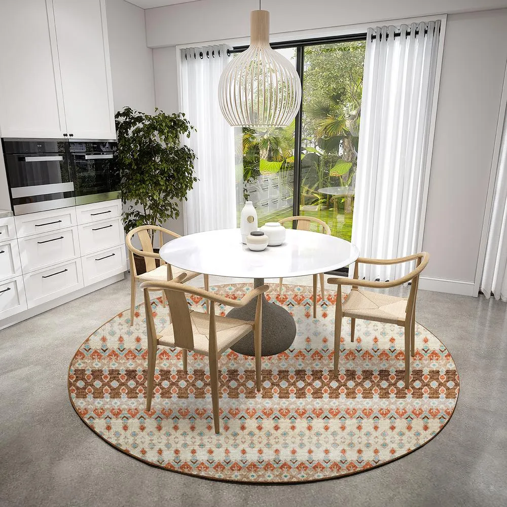 Large Modern and Contemporary Mocha 8' x 8' Round Rug