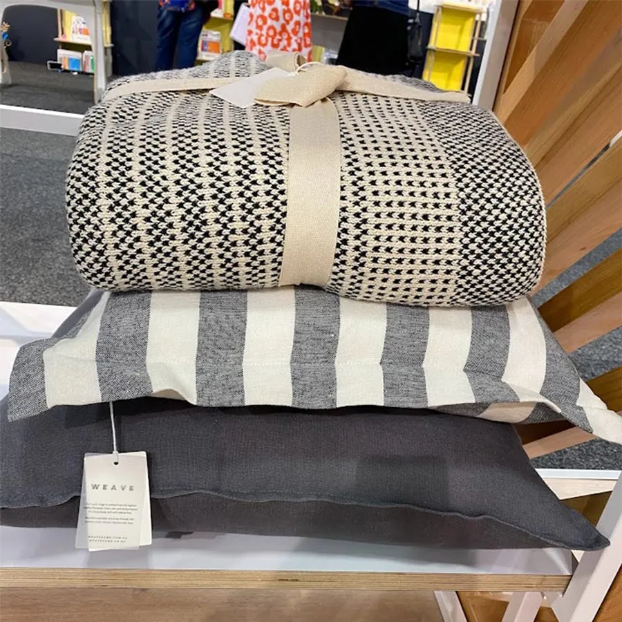 Luca Stripe Linen Cushion - Shadow (50cm)