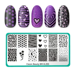 Maniology Classic Beauty Hearts   Stars - Nail Stamping Plate
