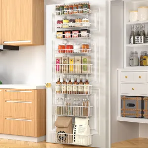 Moforoco White Over The Door Pantry Organizer, Pantry Organization and Storage, Metal Hanging Spice Rack Shelves Door, Seasoning Shelves, Laundry Room Organization, House and Kitchen Essentials