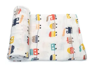 Muslin Swaddle Blanket - Trains