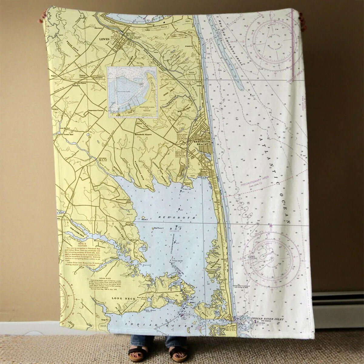 Nautical Chart Blankets, Delaware Coastal Maps