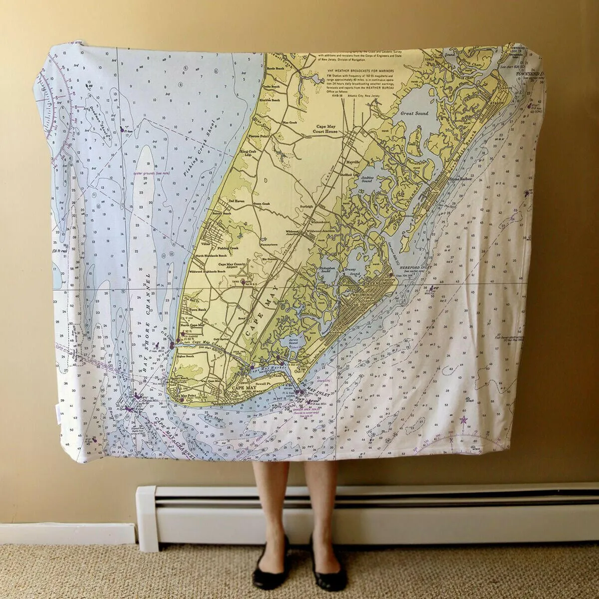Nautical Chart Blankets, New Jersey Coastal Maps