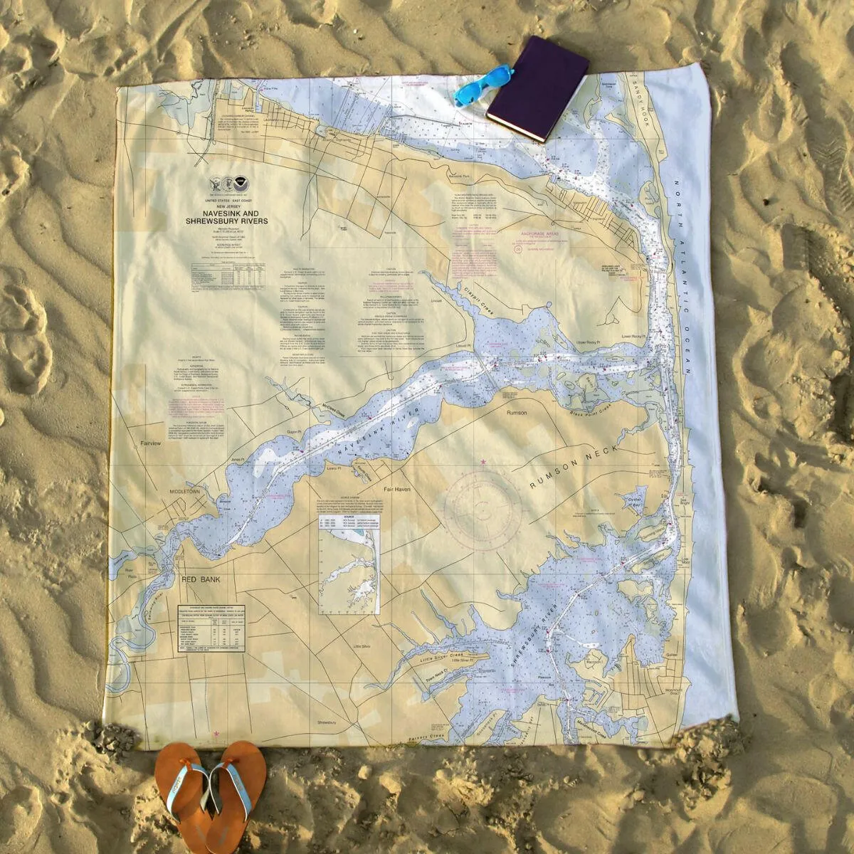 Nautical Chart Blankets, New Jersey Coastal Maps