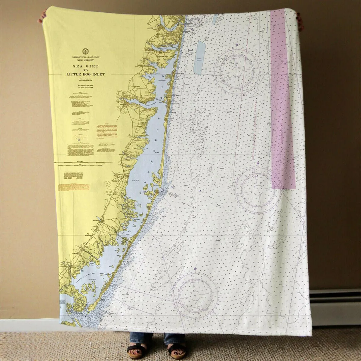 Nautical Chart Blankets, New Jersey Coastal Maps
