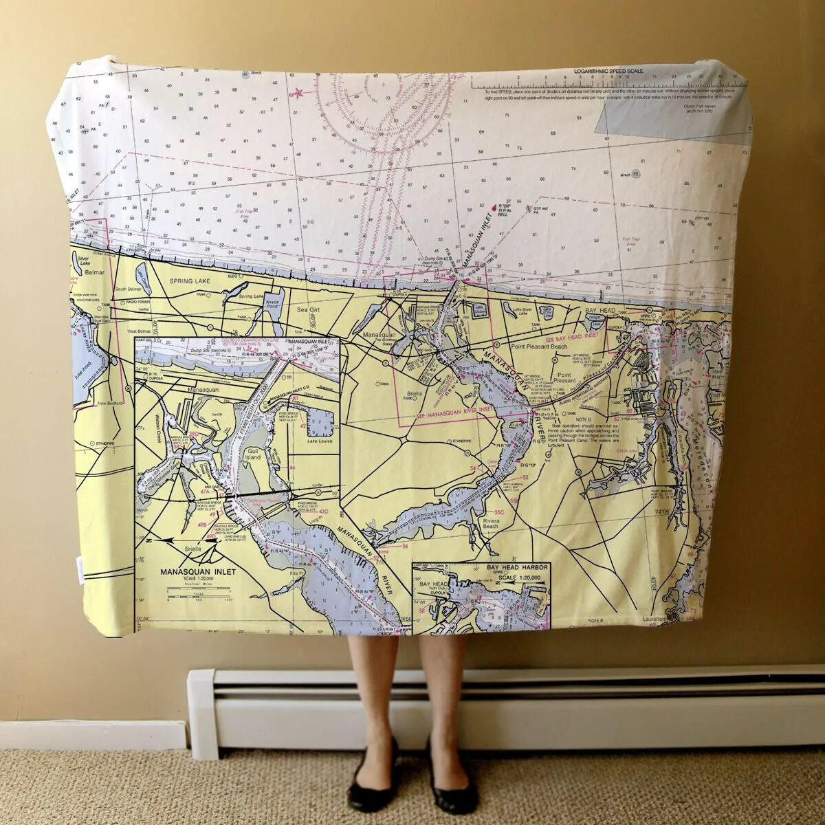 Nautical Chart Blankets, New Jersey Coastal Maps